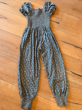 SweetHoney Dark Gray Floral Smocked romper